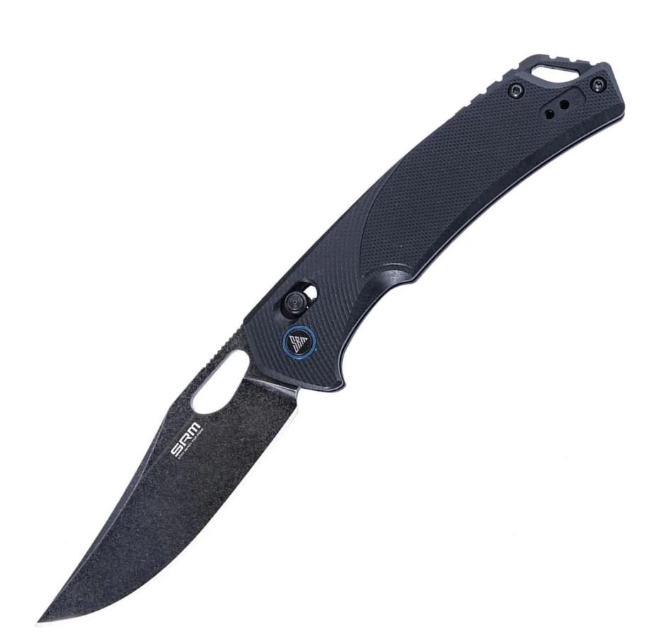 SRM Retriever Crossbar Lock Folding Knife Black Stonewash D2/Black G-10 SRM-9201-GB View 1