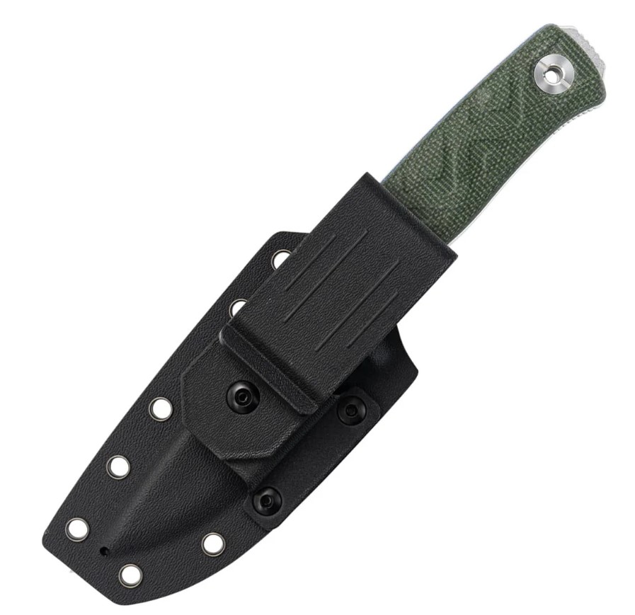 SRM Bushcut Fixed Blade Knife Stonewash 14C28N/OD Green Micarta with Kydex Sheath SRM-702T-MP View 2
