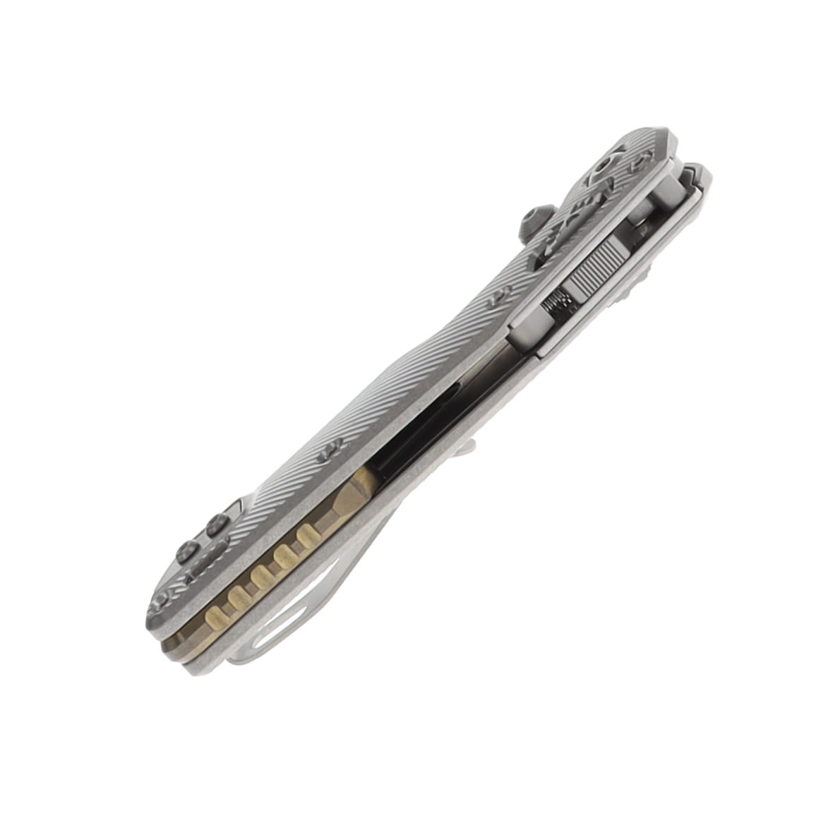 Microtech MSI Mini Ram-Lok Folder Marfione Select SW Finish-SW Finish Fluted TI W/ Bronze TI Accent Double Vapor Blast Stainless MT210M10FLMS2 View 7