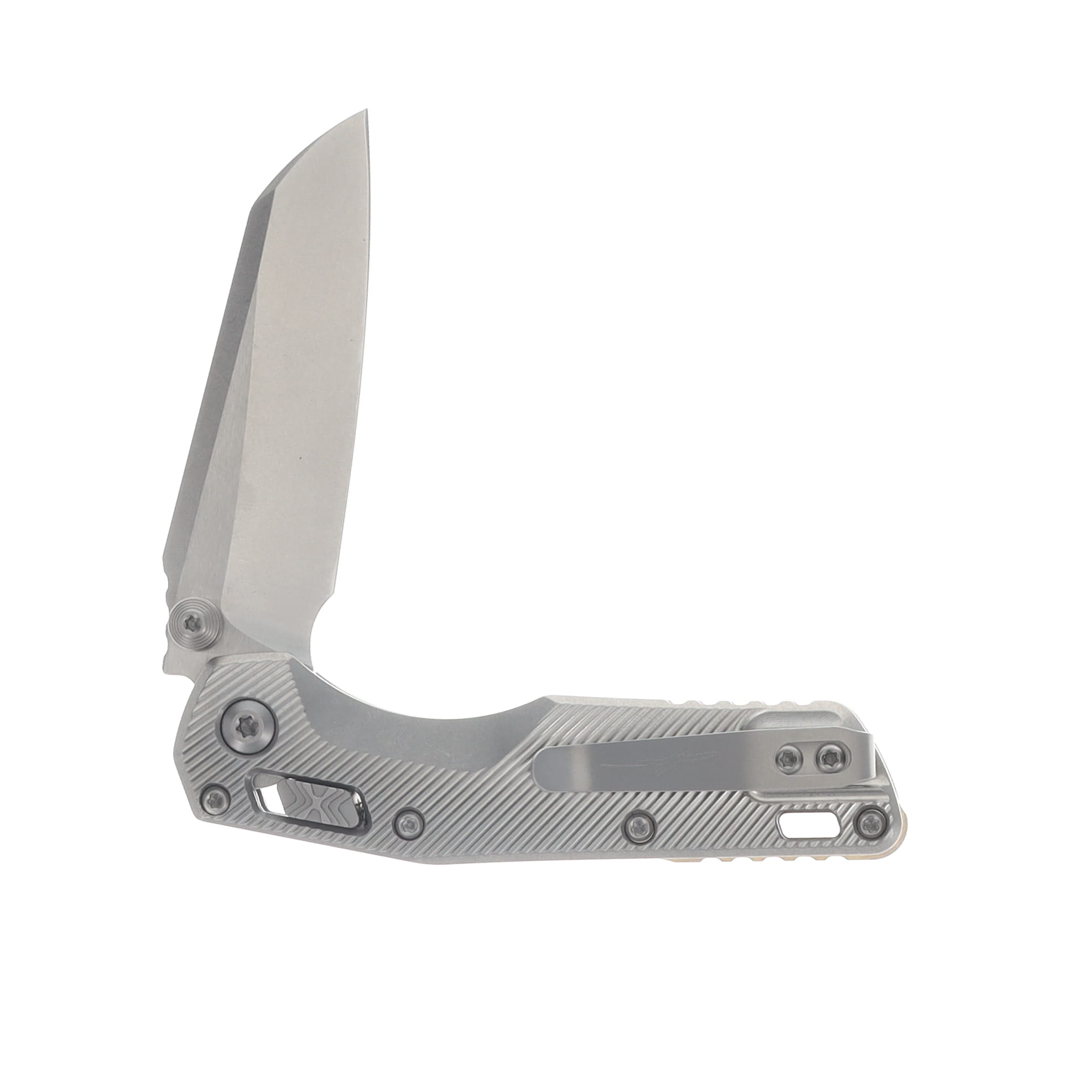 Microtech MSI Mini Ram-Lok Folder Marfione Select SW Finish-SW Finish Fluted TI W/ Bronze TI Accent Double Vapor Blast Stainless MT210M10FLMS2 View 3