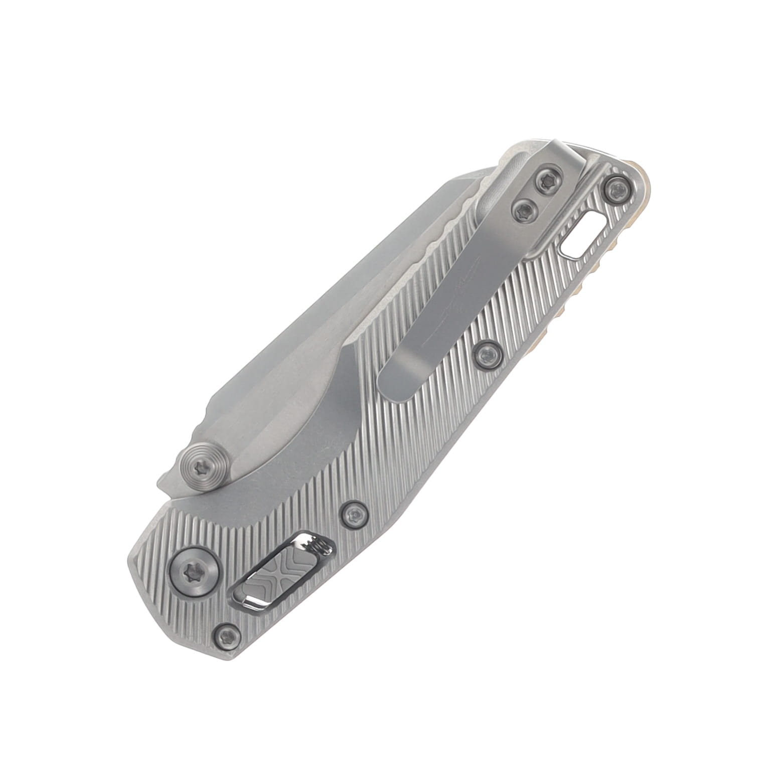 Microtech MSI Mini Ram-Lok Folder Marfione Select SW Finish-SW Finish Fluted TI W/ Bronze TI Accent Double Vapor Blast Stainless MT210M10FLMS2 View 5