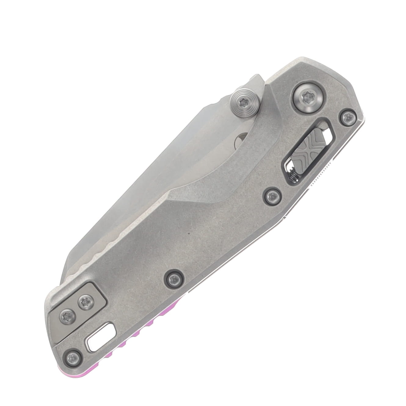 Microtech MSI Mini Ram-Lok Marfione Select Folder SW Finish- SW Finish Slab Side TI W/ Purple TI Accent Double Vapor Blast Stainless MT210M10MS4 View 6