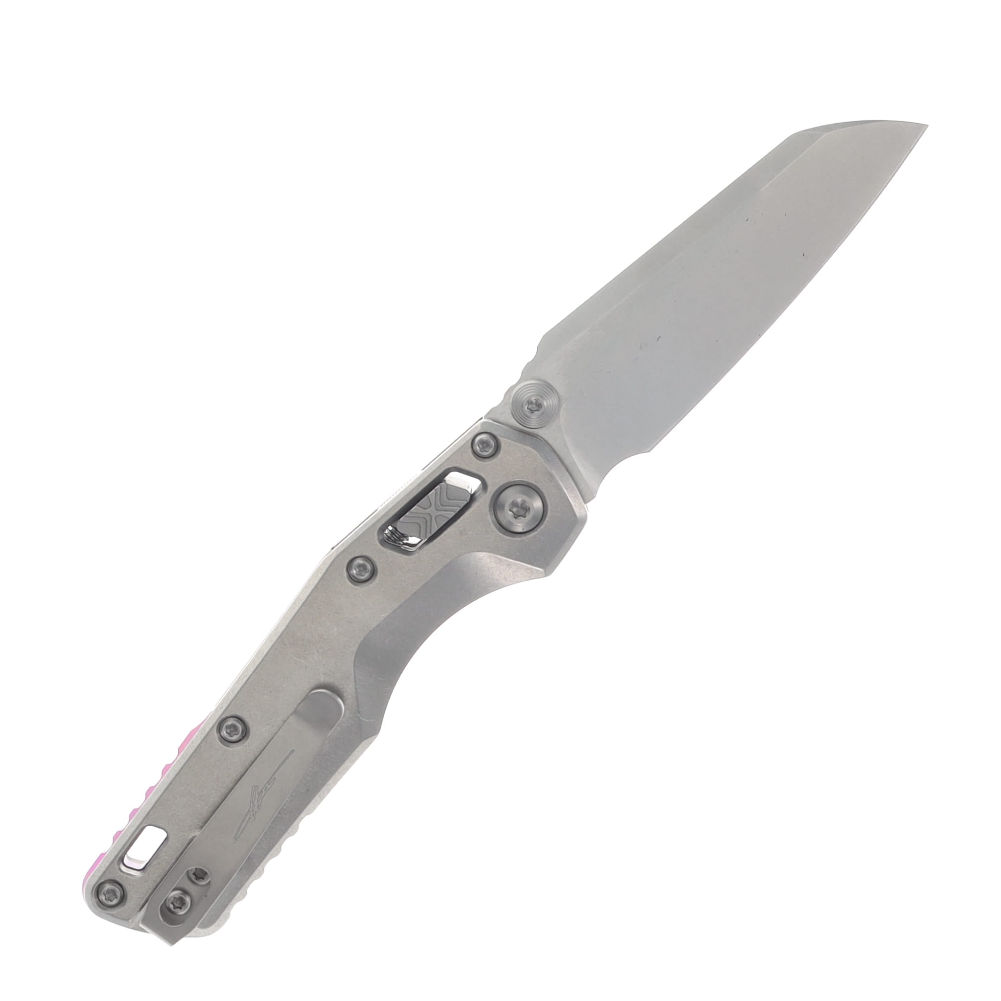 Microtech MSI Mini Ram-Lok Marfione Select Folder SW Finish- SW Finish Slab Side TI W/ Purple TI Accent Double Vapor Blast Stainless MT210M10MS4 View 2