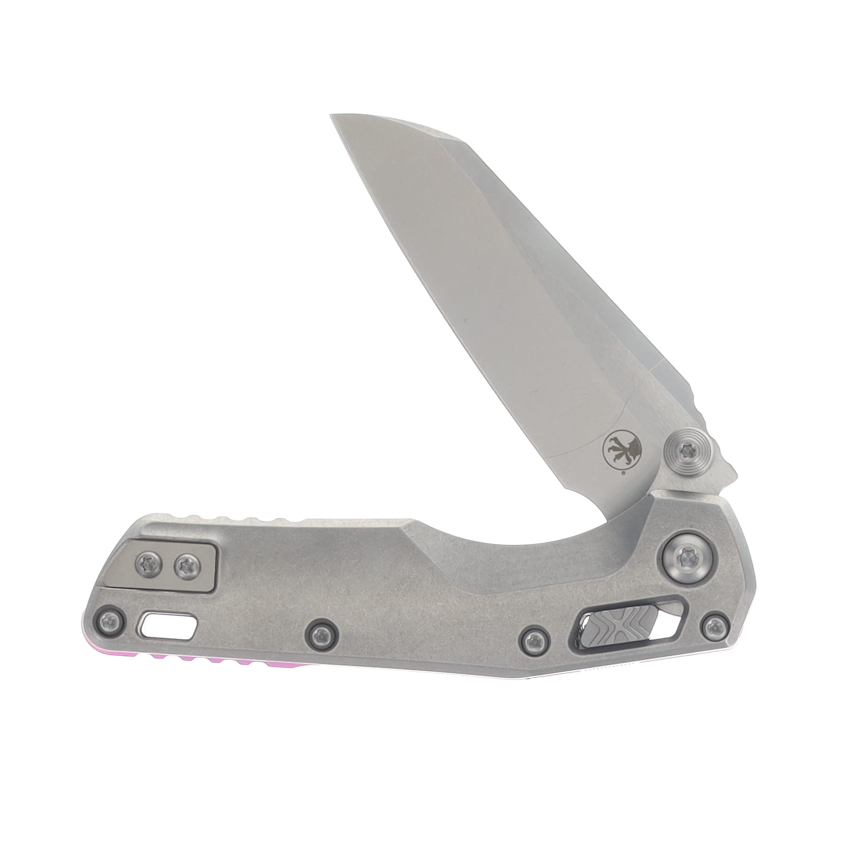 Microtech MSI Mini Ram-Lok Marfione Select Folder SW Finish- SW Finish Slab Side TI W/ Purple TI Accent Double Vapor Blast Stainless MT210M10MS4 View 4