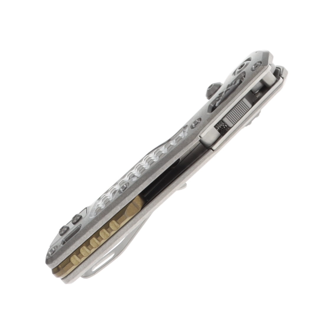 Microtech MSI Mini Ram-Lok Marfione Select Folder PS SW Finish- SW Finish Frag Pattern TI W/Bronze TI Accent Double Vapor Blast Stainless MT210M11FRMS2 View 7