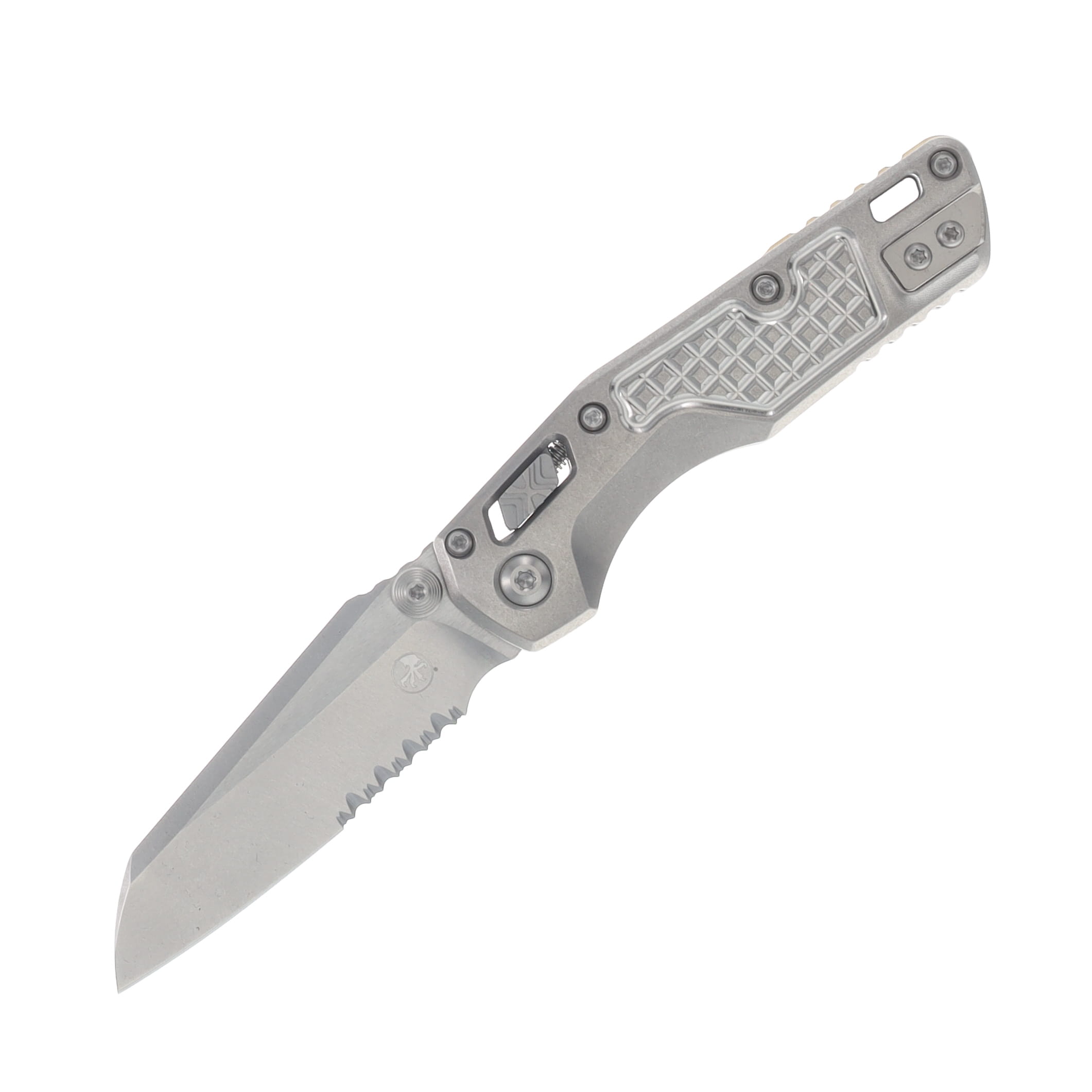 Microtech MSI Mini Ram-Lok Marfione Select Folder PS SW Finish- SW Finish Frag Pattern TI W/Bronze TI Accent Double Vapor Blast Stainless MT210M11FRMS2 View 1