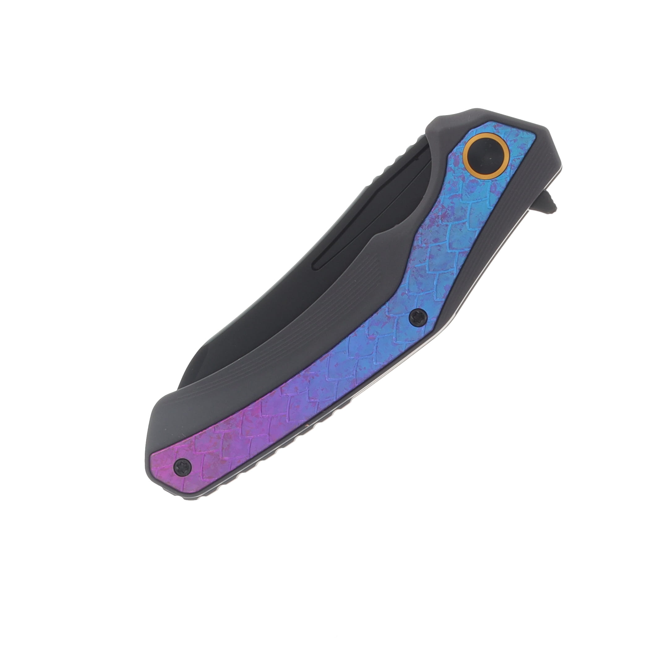 Kizer Draca Folder Black-Blue-Purple Aluminum and Crystallized Titanium Handle Black PVD S45VN Blade KI4751A2 View 5