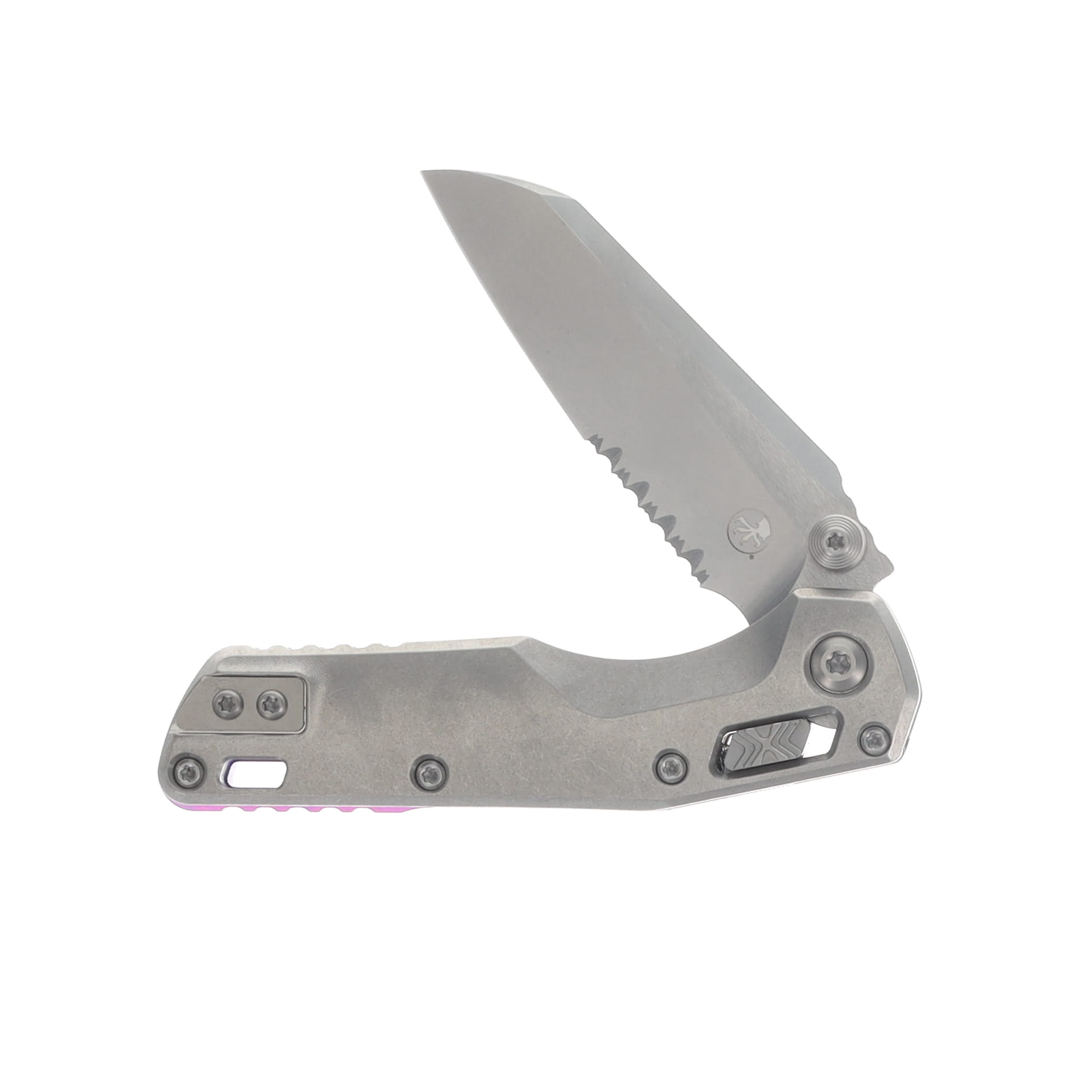 Microtech MSI Mini Ram-Lok Partial Serrated Stonewash Titanium Purple Accents MT210M11MS4 View 3
