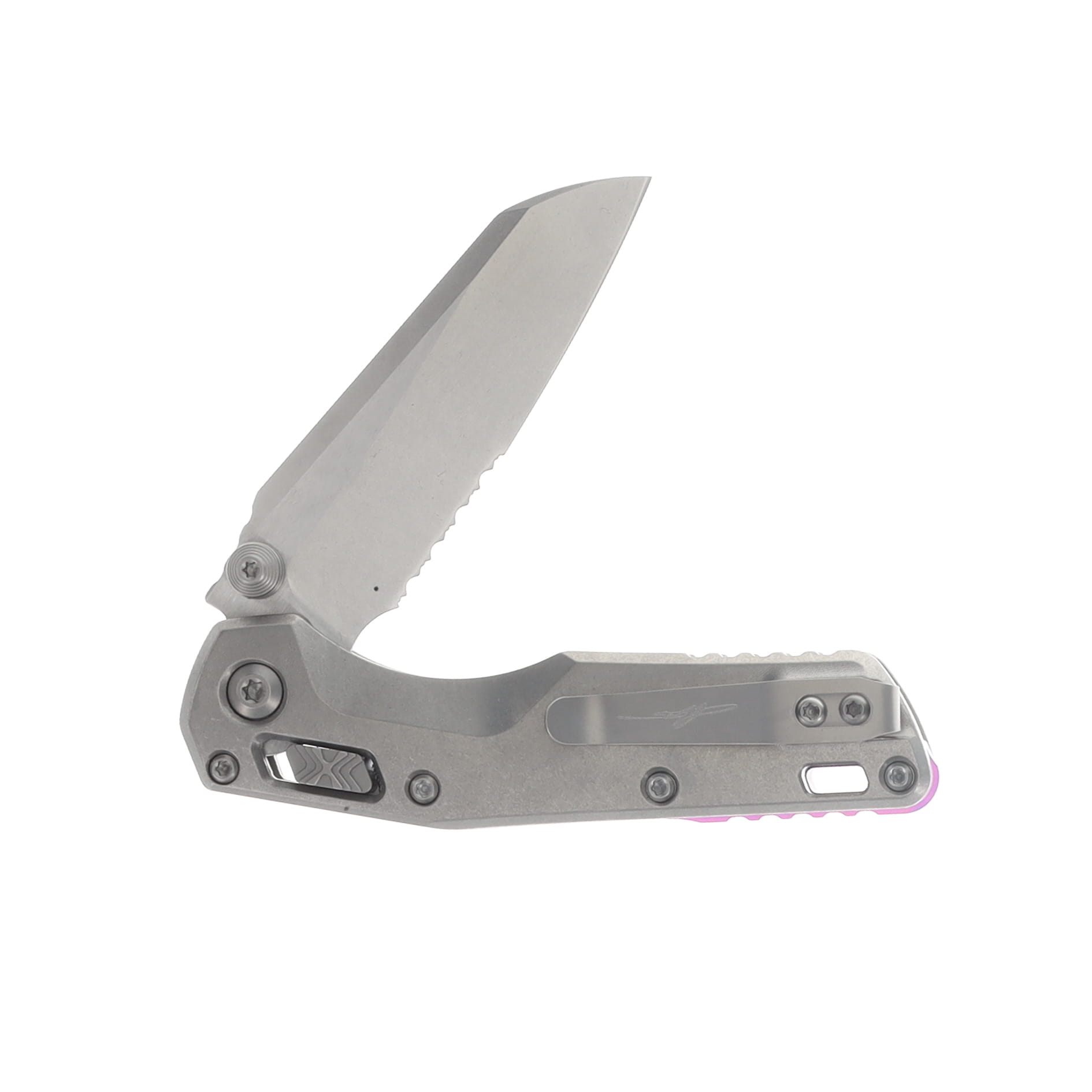 Microtech MSI Mini Ram-Lok Partial Serrated Stonewash Titanium Purple Accents MT210M11MS4 View 4