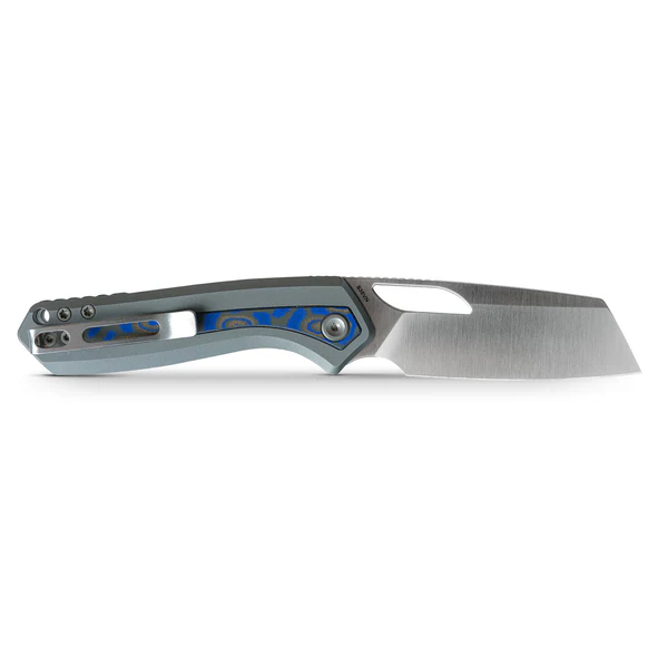 Vosteed Kroc Folder S35VN Satin Blade Grey Aluminum and Ocean Micarta Handle A1801 View 3