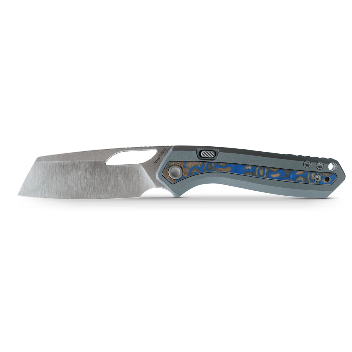 Vosteed Kroc Folder S35VN Satin Blade Grey Aluminum and Ocean Micarta Handle A1801 View 1