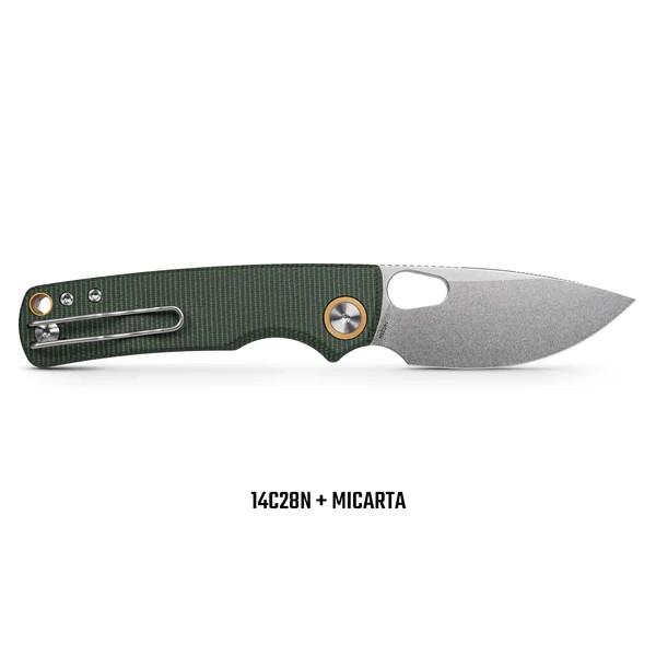 Vosteed Porcupine Thumb Hole Folder 14C28N SW Blade Green Micarta Handle View 3