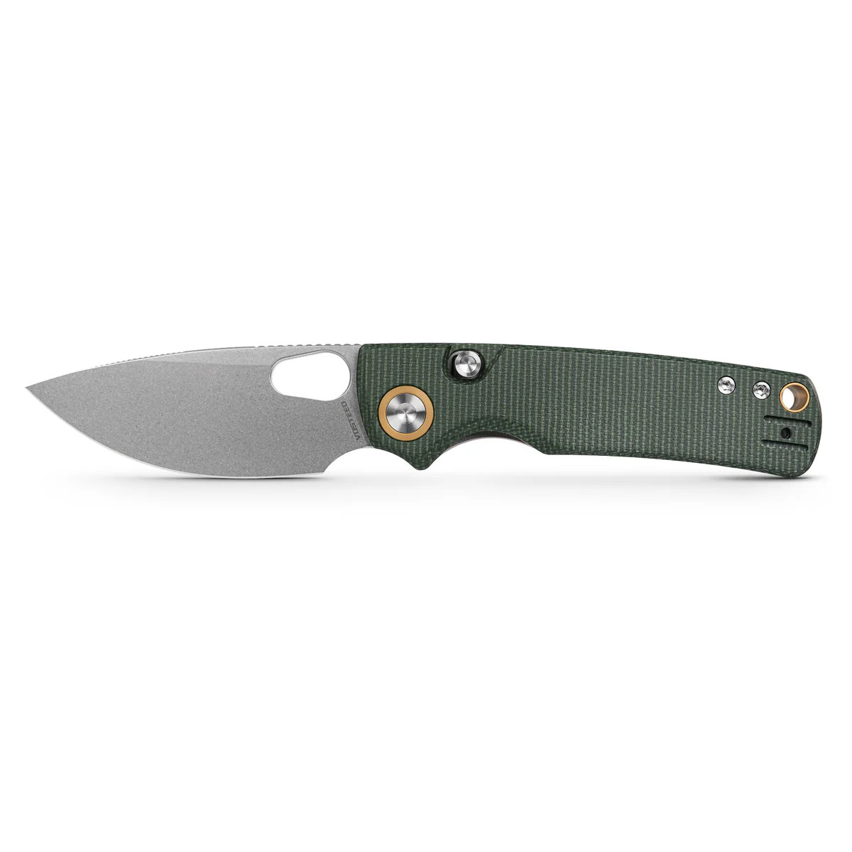 Vosteed Porcupine Thumb Hole Folder 14C28N SW Blade Green Micarta Handle View 1