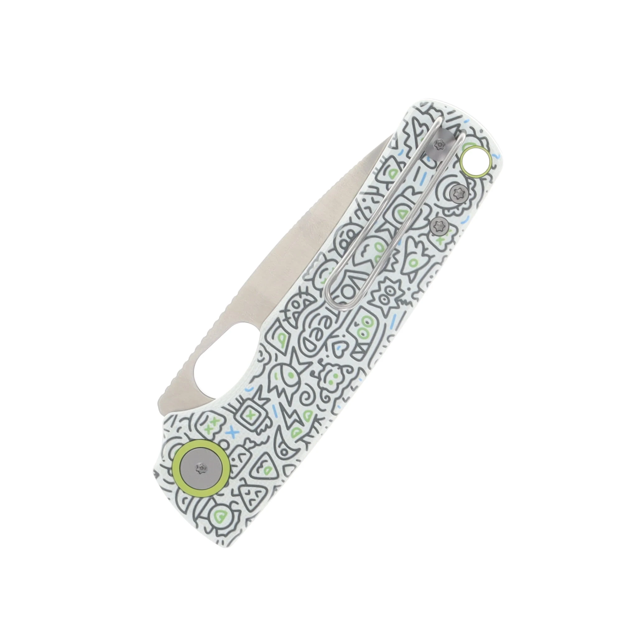 Vosteed Porcupine Thumb Hole Folder 14C28N Satin Blade White Doodle G10 Handle A2620 View 6