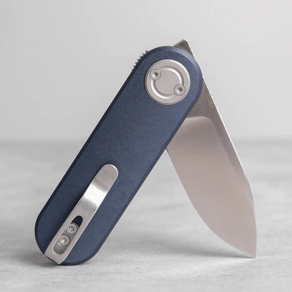 Vosteed Corgi V Folding Knife 14C28N Satin Blade Dark Slate Blue Aluminum Handle A3713 View 4