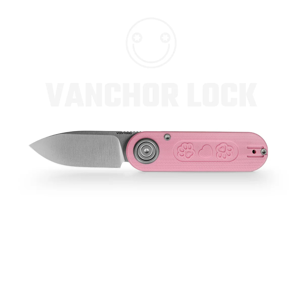 Vosteed Corgi V Valentines Edition Folding Knife 14C28N Satin Blade Pink G10 Handle A3728 View 1