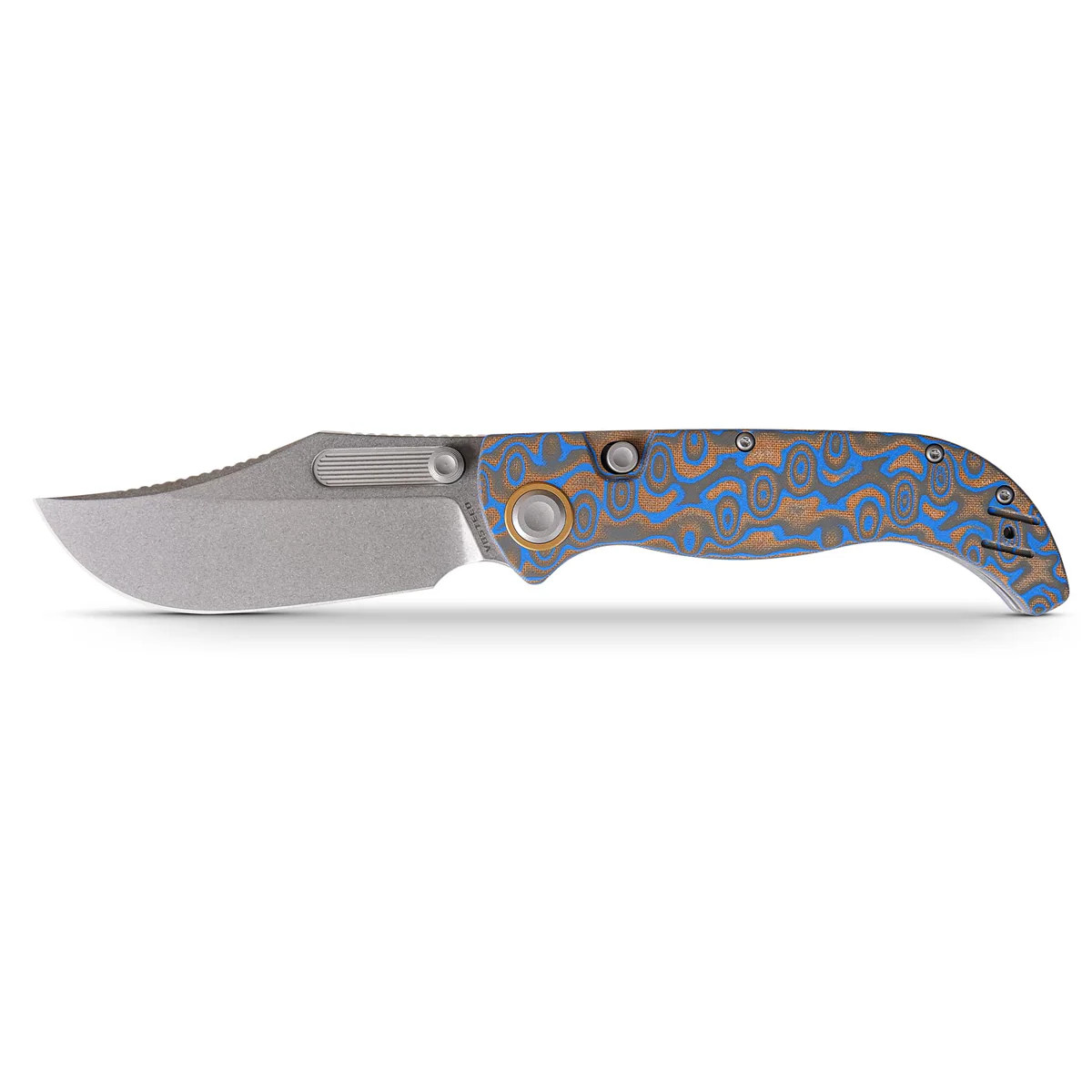 Vosteed Naga Folding Knife S35VN Stonewash Blade Blue Ocean Micarta Handle A3903 View 1