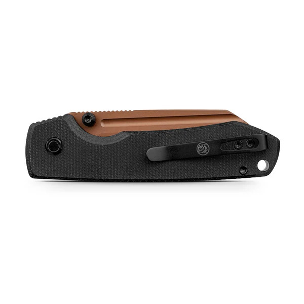 Vosteed Raccoon Top Liner Lock Folder 14C28N Copper Dune Blade Black Micarta Handle A2928 View 2