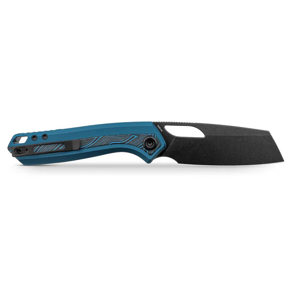 Vosteed Kroc 329 Folding Knife S35VN Black Stonewash Blade Blue Aluminum and Topo G10 Handle A1811 View 3