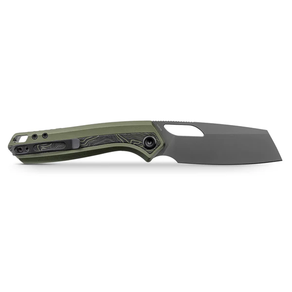 Vosteed Kroc 329 Folding Knife S35VN Destroyer Gray Blade Olive Green Aluminum and Topo G10 Handle A1812 View 3