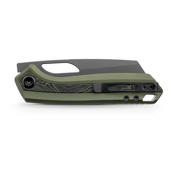 Vosteed Kroc 329 Folding Knife S35VN Destroyer Gray Blade Olive Green Aluminum and Topo G10 Handle A1812 View 2