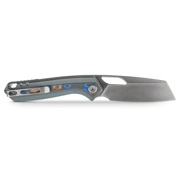 Vosteed Kroc 329 Folding Knife S35VN Satin Blade Gray Aluminum and Ocean Micarta Handle A1813 View 3