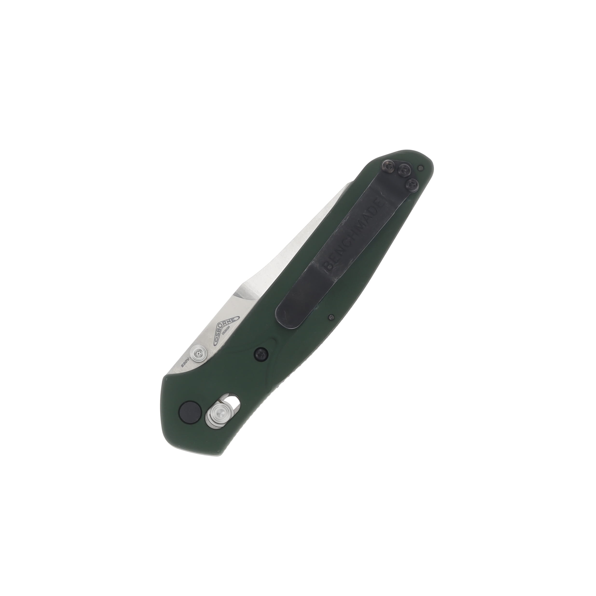 Benchmade 940 Osborne Folding Knife Green Aluminum Plain Reverse Tanto BM940 View 2