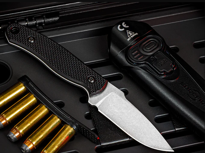 Defiant 7 Ace Fixed Blade Knife 2.56in Plain Stonewash Drop Point View 1
