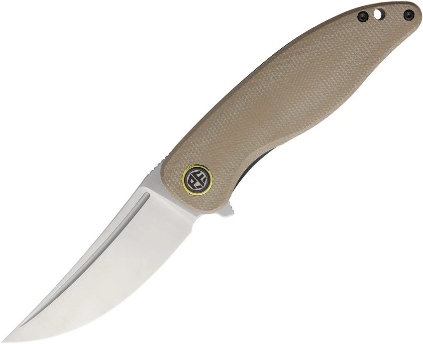 Petrified Fish Simum Linerlock Folder Khaki Canvas Micarta Handle Satin K110 Blade PFKP06KAMS View 1