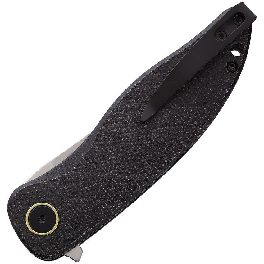 Petrified Fish Simum Linerlock Folder Black Canvas Micarta Handle Satin K110 Blade PFKP06DMS View 2