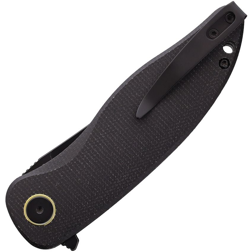 Petrified Fish Simum Linerlock Folder Black STN WSH Blade Black Canvas Micarta Handle PFKP06DMDW View 2