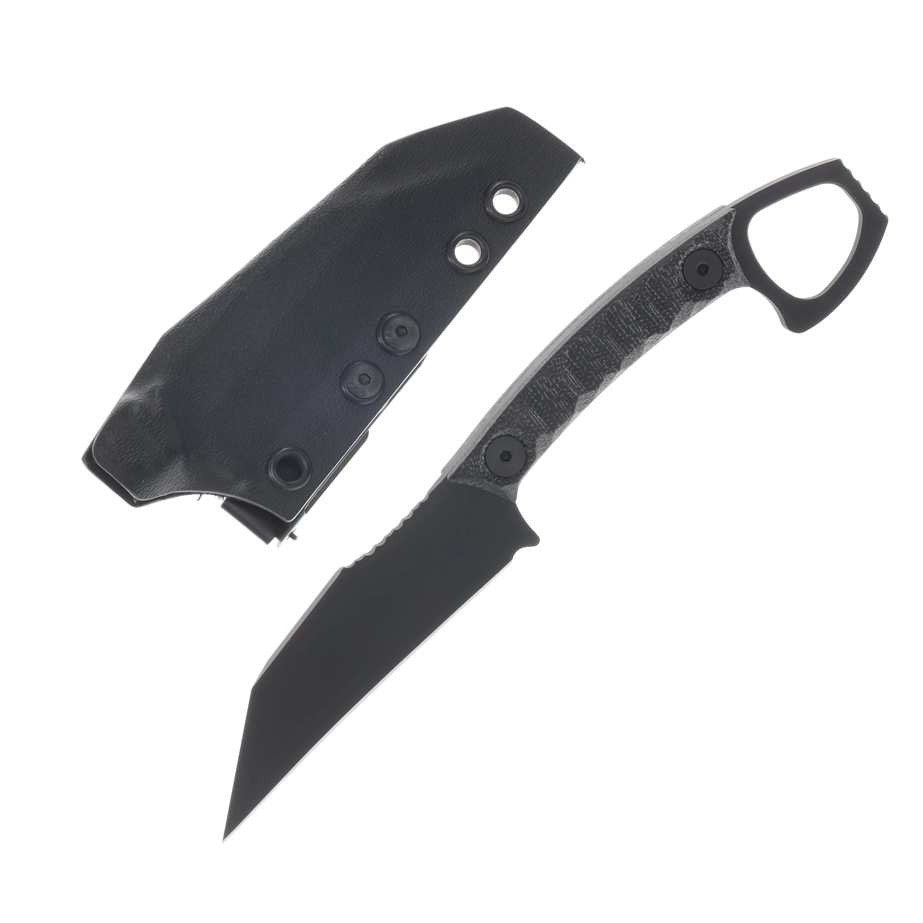 Half Face SHPOS Fixed Knife Black Canvas Micarta Armor Black Cerakote Allen Bolts Textured Grip HFSHPOSBCM View 1