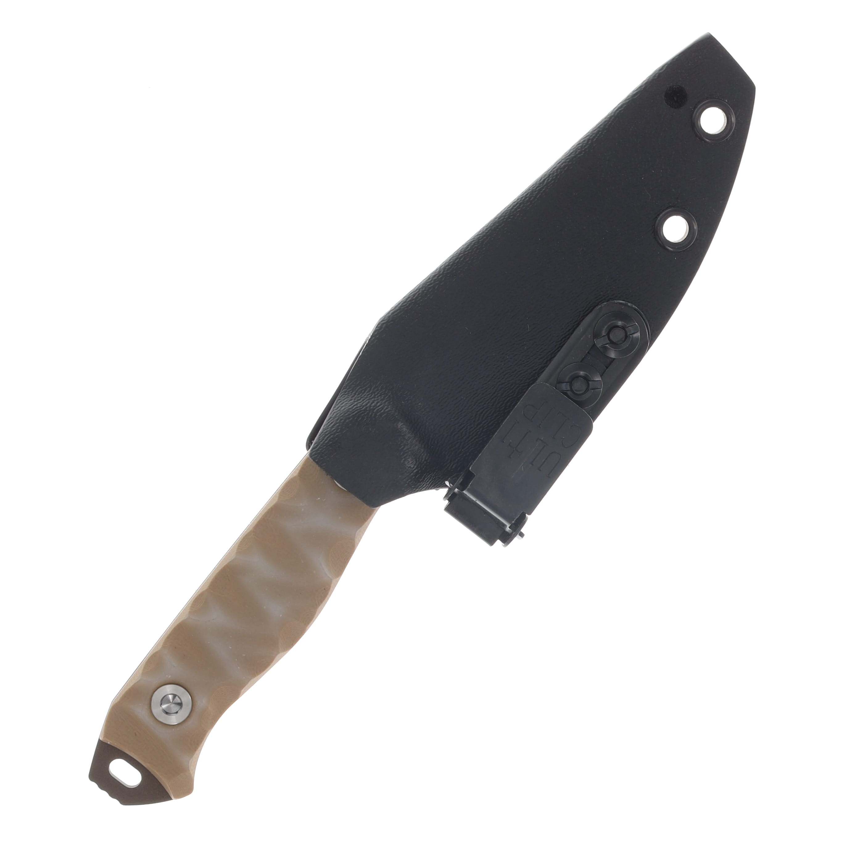 Half Face Field Knife Jr Fixed Knife Coyote and Ghost G10 Midnight Bronze Cerakote Ti Bolts Textured Grip HFFKJRCYGHOST View 4