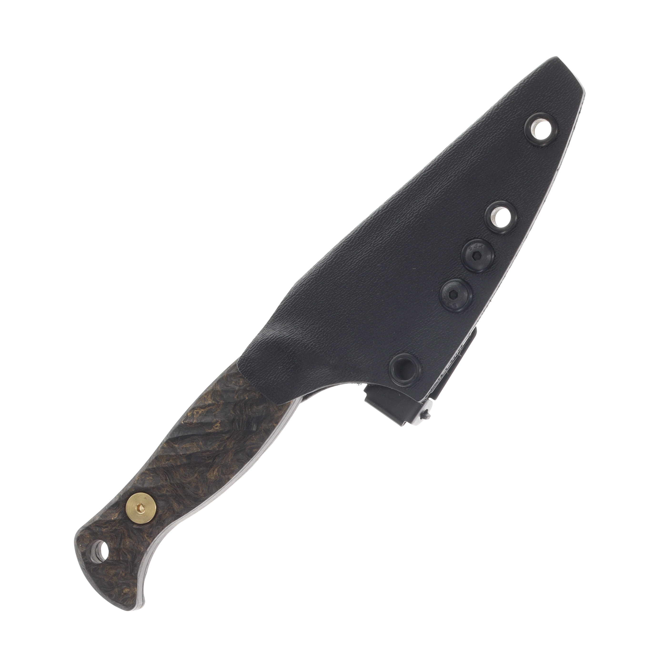 Half Face Gulo Gulo Fixed Knife Dark Matter Gold Carbon Fiber Brass Bolts Iron Grip HFGULODMGCF View 3