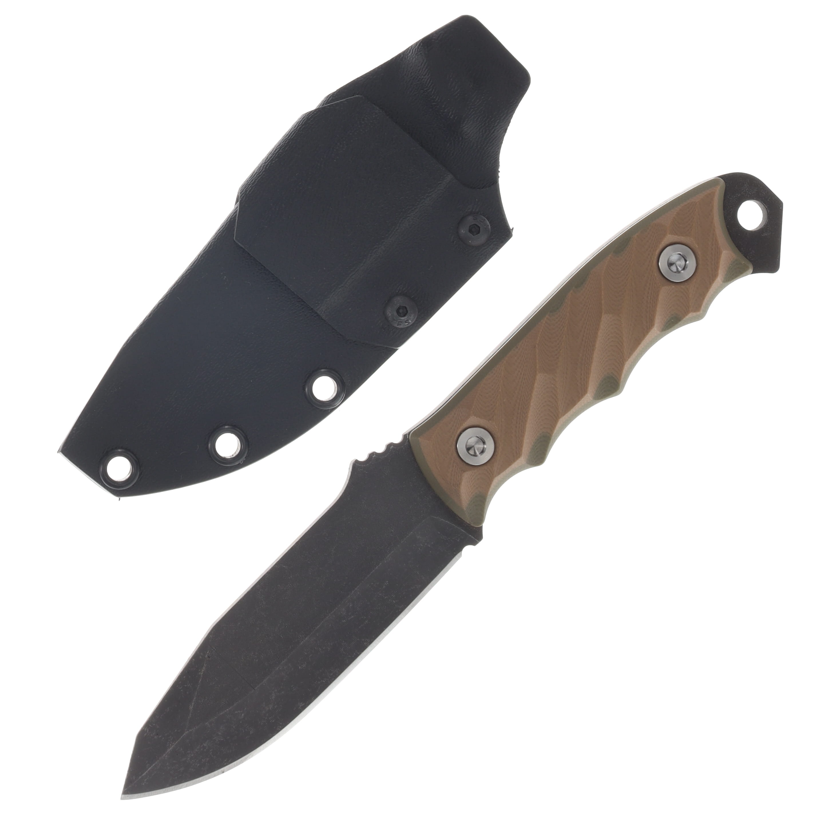 Half Face Disaster Jr Fixed Knife Coyote and OD Green G10 Ti Allen Bolts Textured Grip HFDISASTERJRCYOD View 1