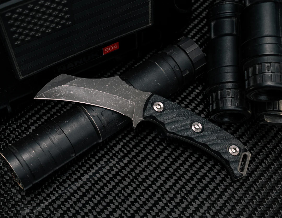 Half Face Vulture Fixed Knife Black G10 Ti Allen Bolts Iron Grip Open Tang HFVULTUREBK View 6