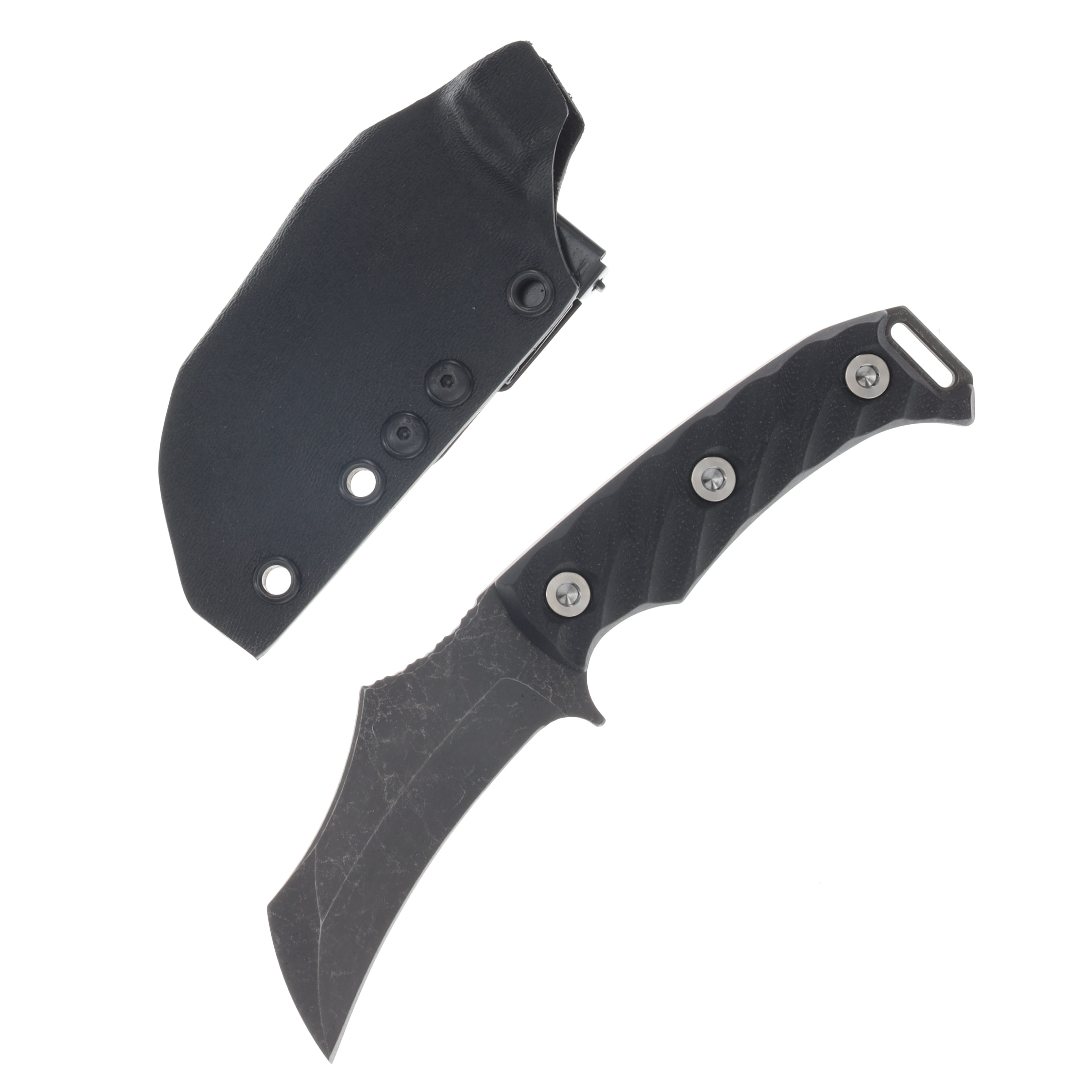 Half Face Vulture Fixed Knife Black G10 Ti Allen Bolts Iron Grip Open Tang HFVULTUREBK View 1