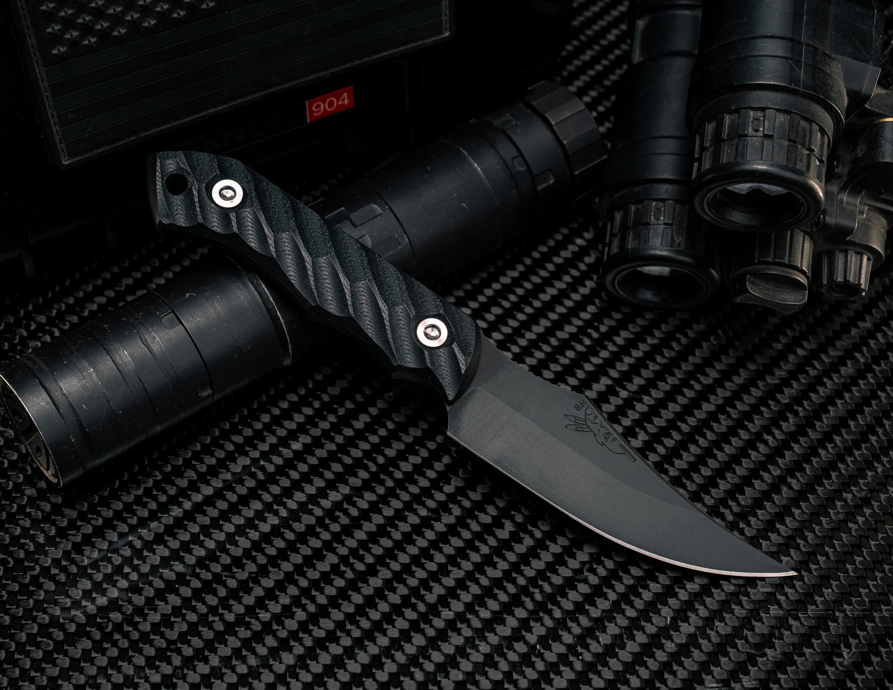 Half Face Red Cloud- Fixed Knife Black G10 Armor Black Cerakote Allen Bolts Iron Grip HFREDCLOUDBK View 5
