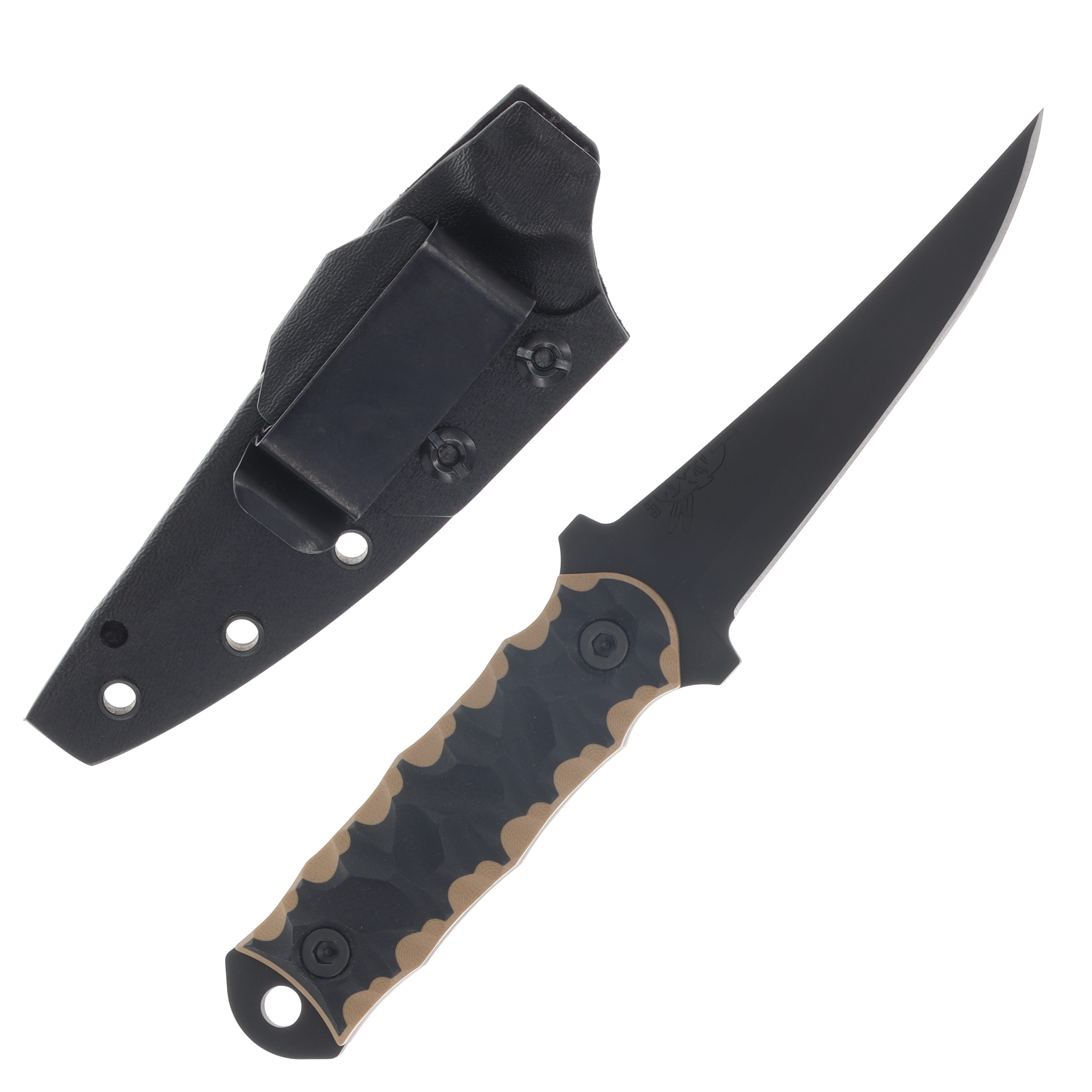 Half Face Combat Filet- Coyote & Black G10, Armor Black Cerakote, Allen Bolts, Textured Grip HFCFCYBK View 2