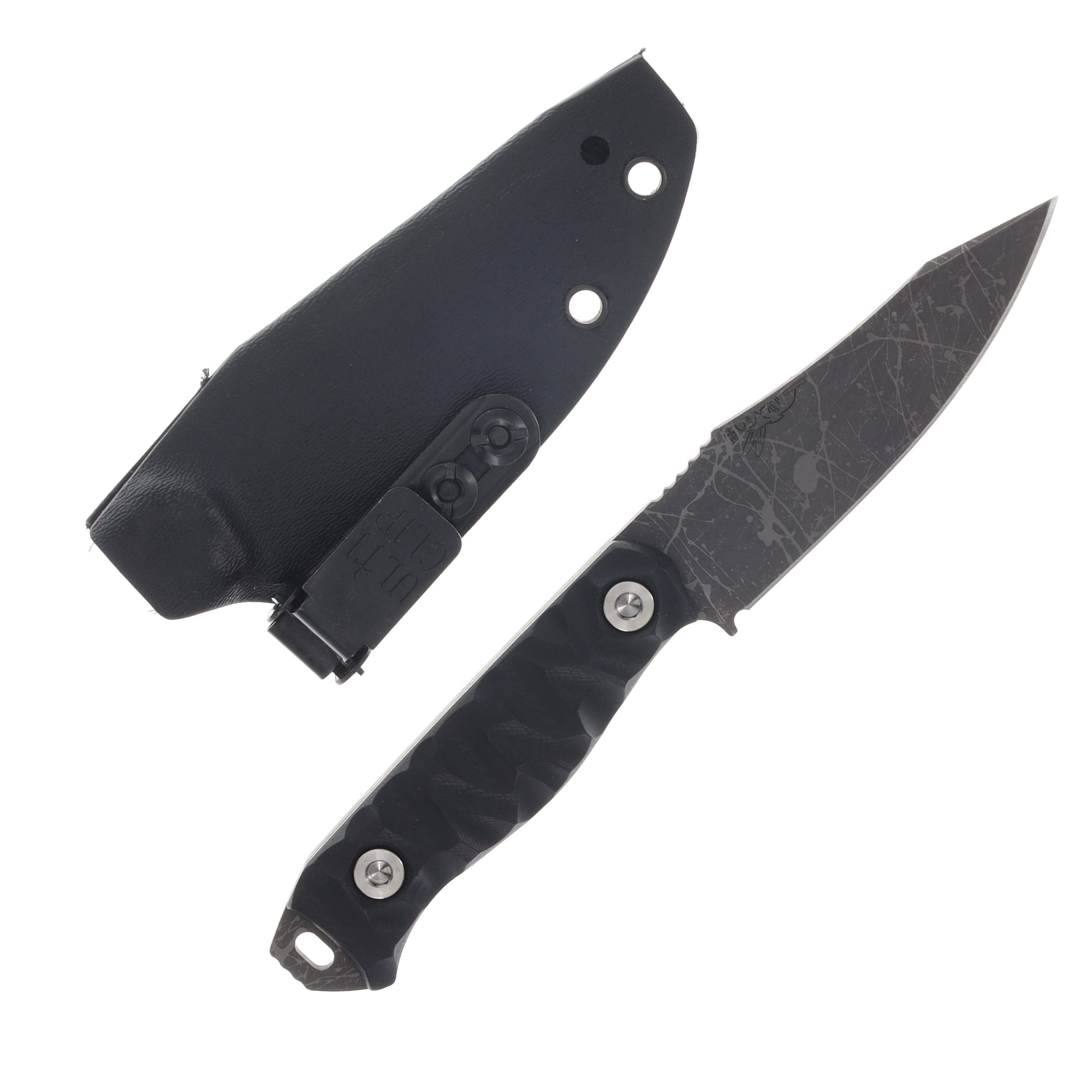 Half Face Blades Field Knife Jr 3.5in Plain Black Cerakote Drop Point HFFKJBK View 2