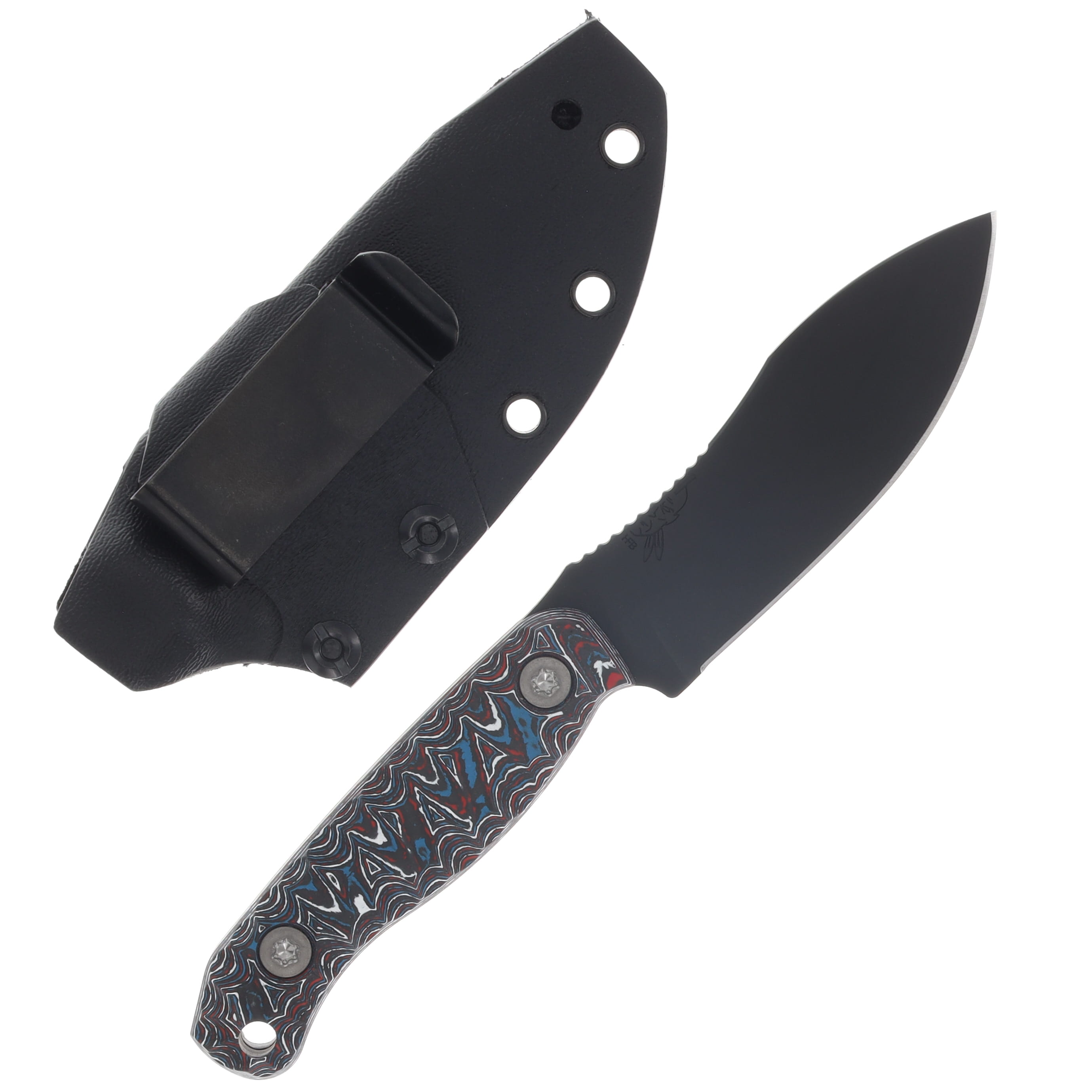 Half Face Skinner Jr Fixed Knife Nebula Carbon Armor Black Cerakote Ti Allen Bolts Textured Grip HFSKINJRNEBCN View 2