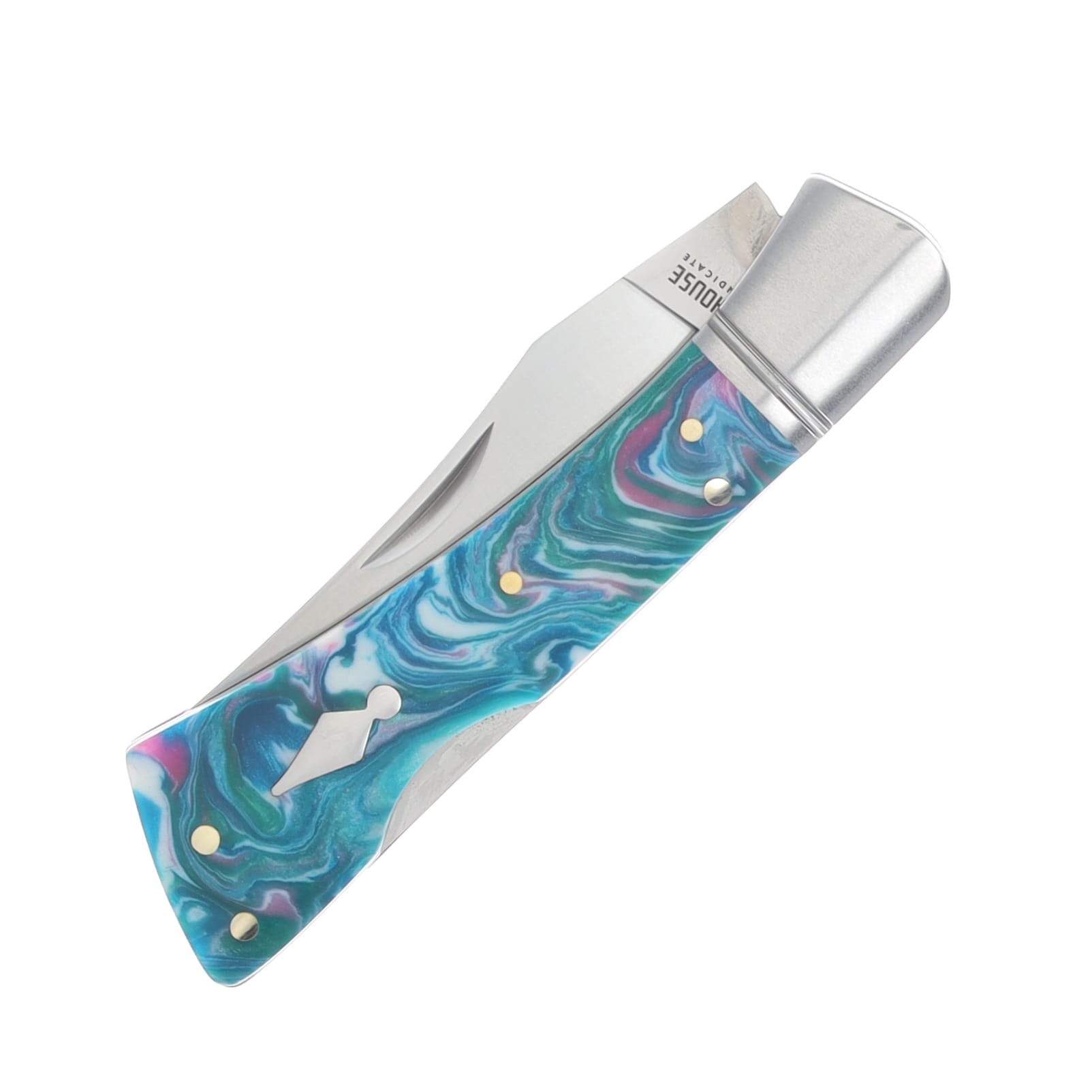 Finch Flying Goddess Cotton Candy Blue 2.75in Plain Satin Modified Clip Point FG545 View 5