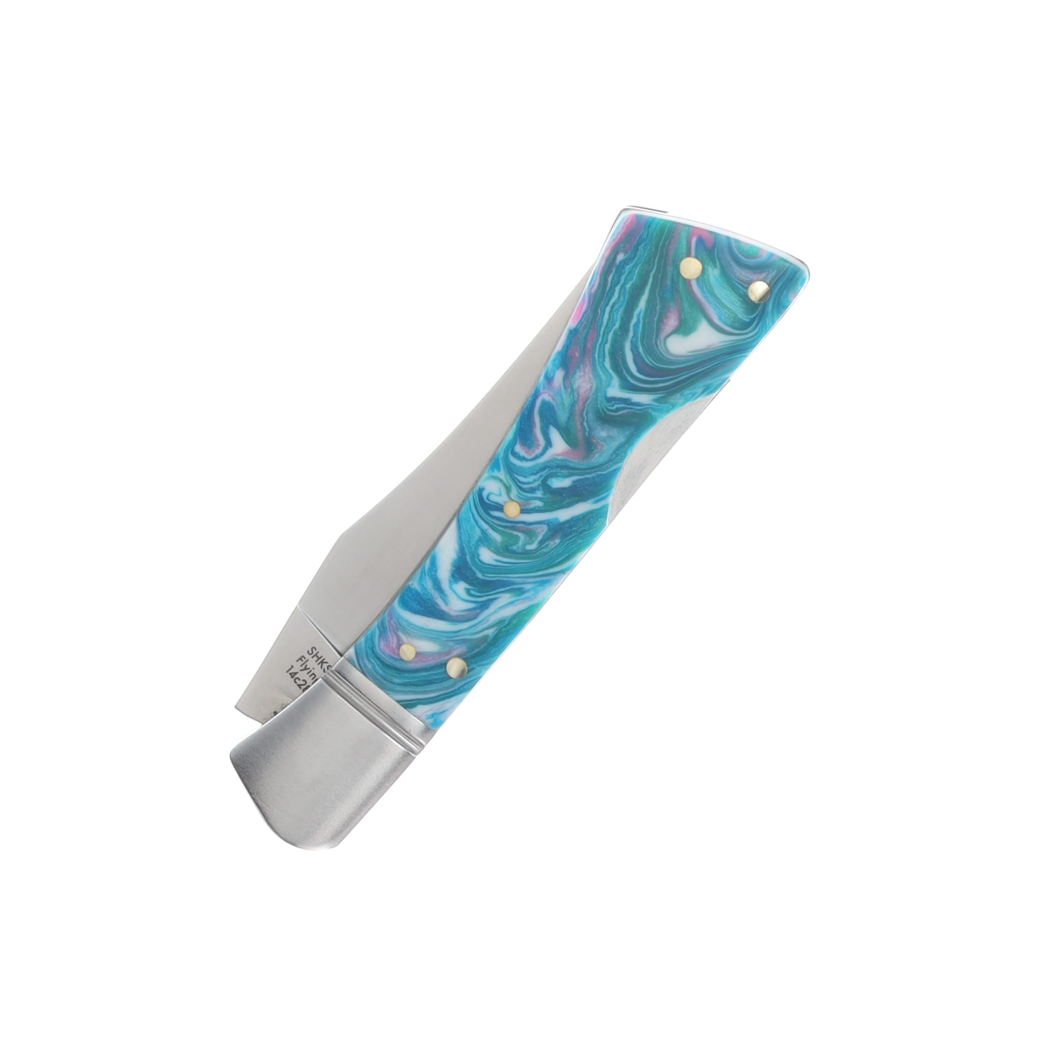 Finch Flying Goddess Cotton Candy Blue 2.75in Plain Satin Modified Clip Point FG545 View 6