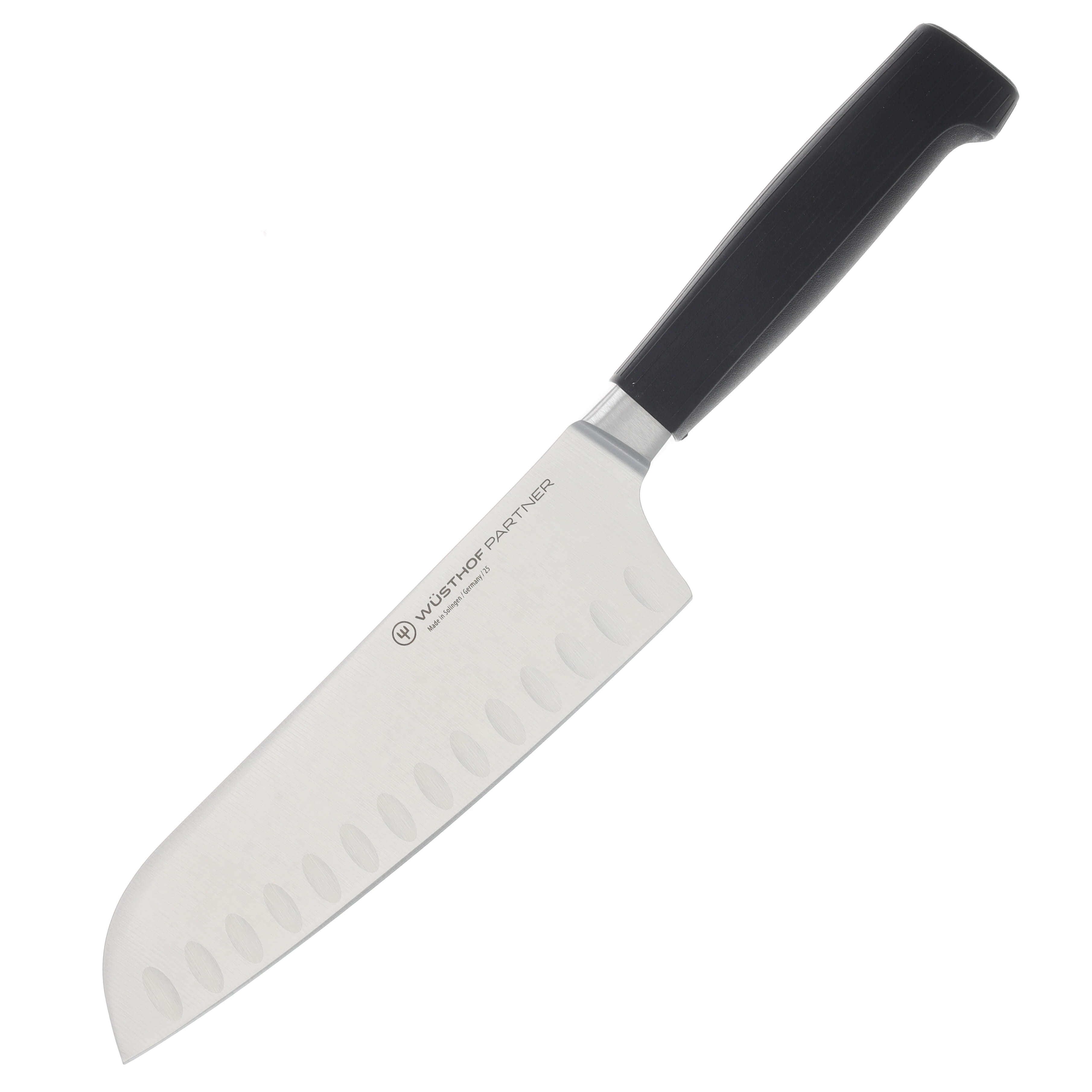 Wusthof Partner 7in Hollow Edge Santoku Knife Black Handle 1061831317 View 1