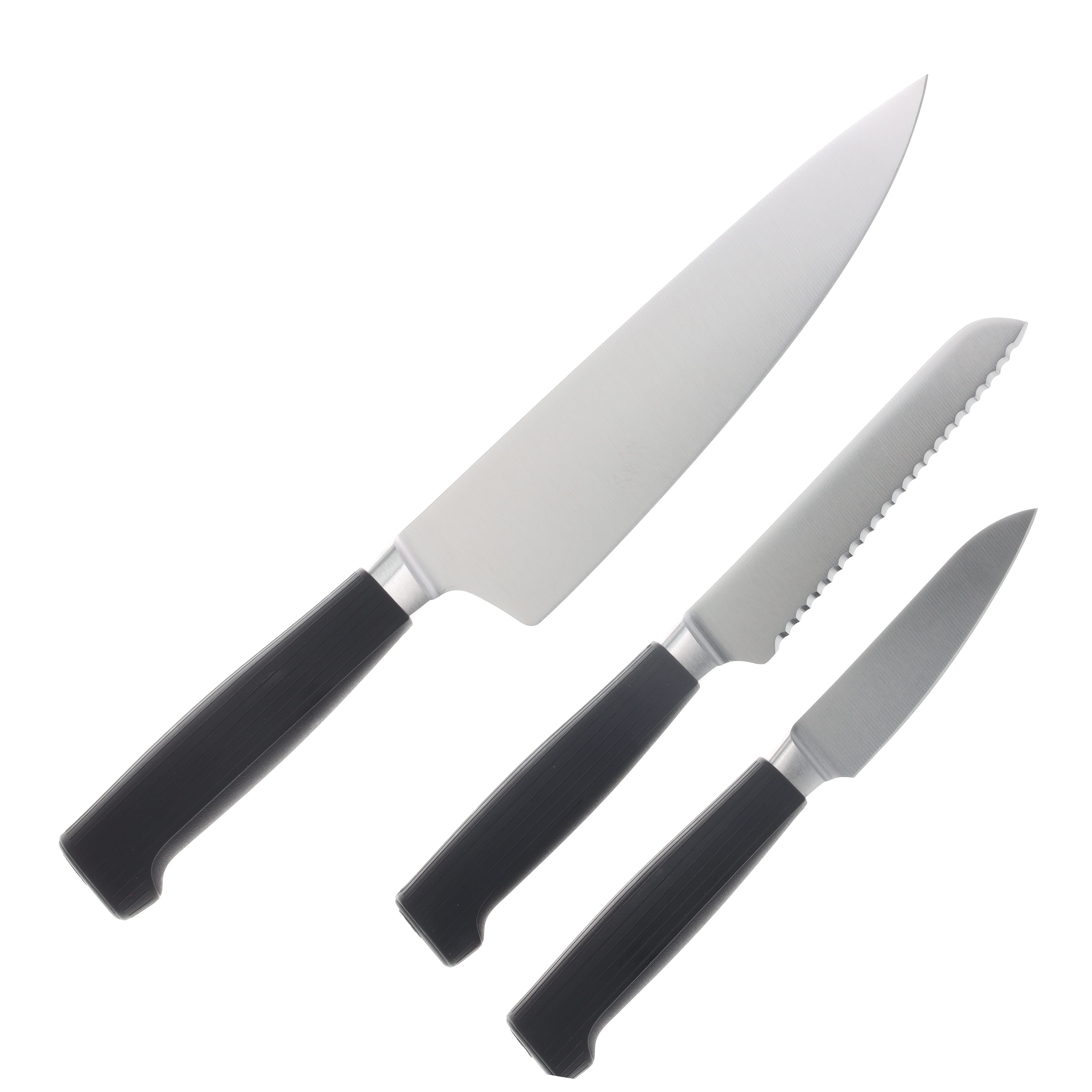 Wusthof Partner 3 pc 3.5in Paring 8in Chef's and 5.5in Serrated Utility Knife Set Black Handles 1061860302 View 2