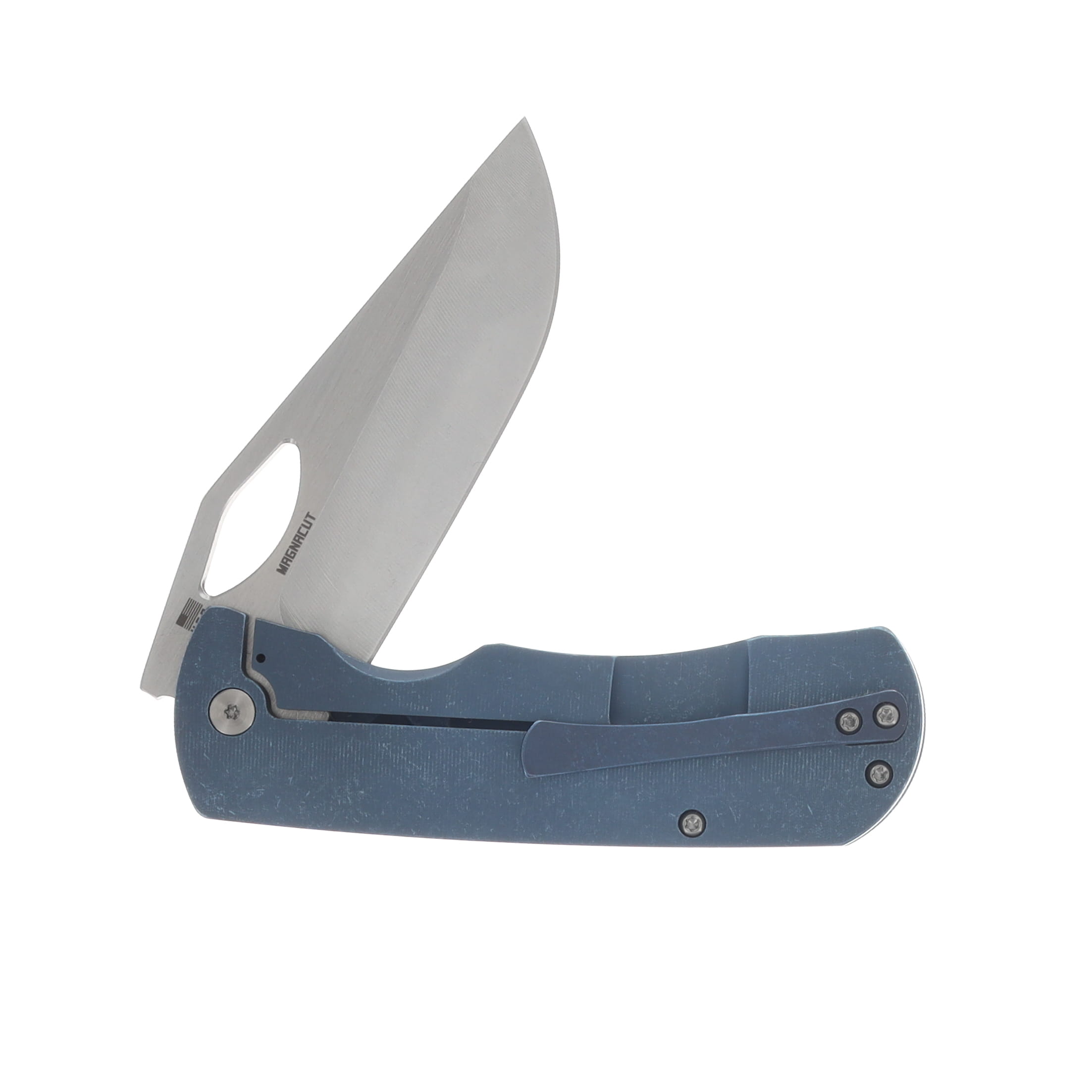 McNees Dixon Folding Knife Stonewash MagnaCut/Atomic Blue Titanium with Satin Hardware MCDIXATBLSTHW View 4