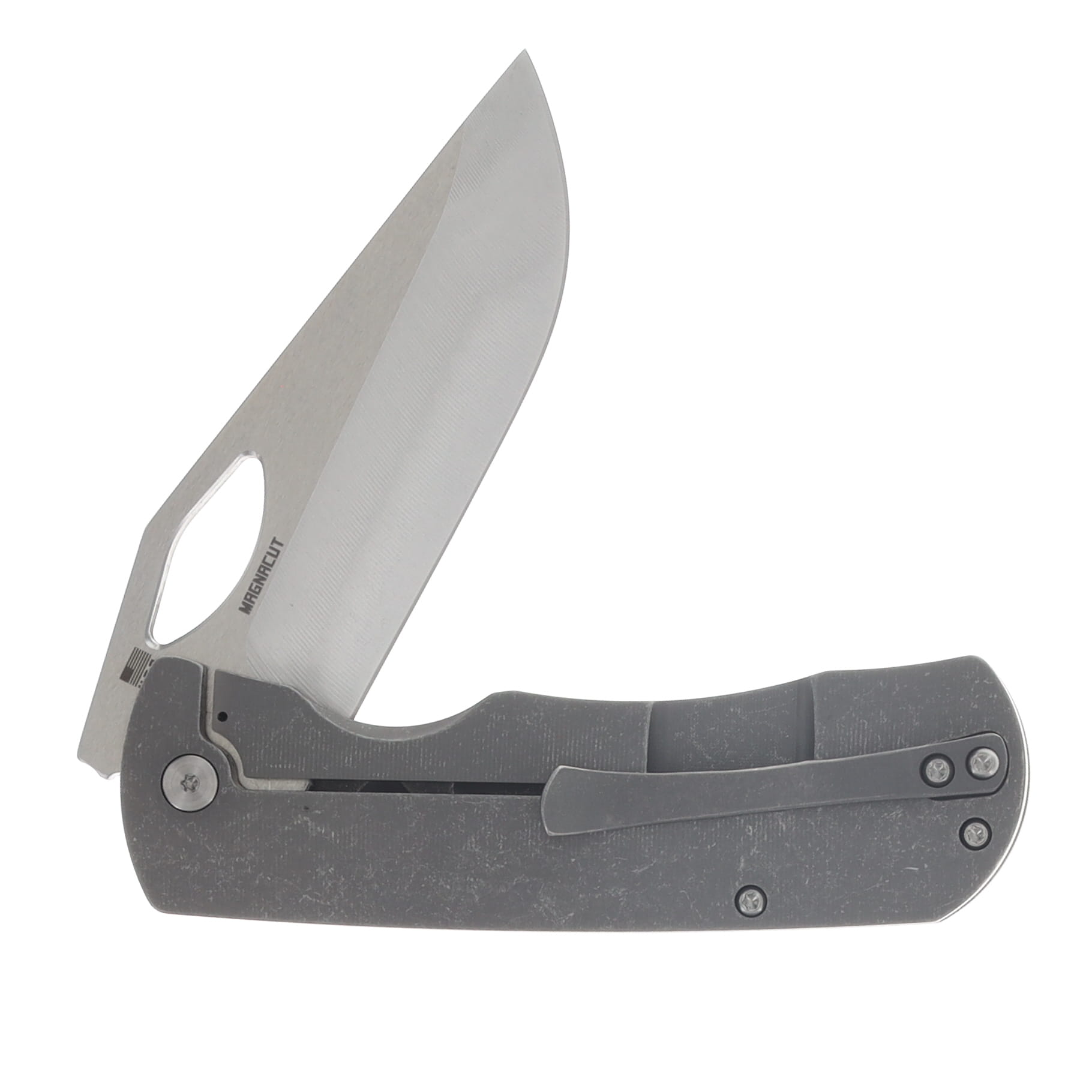 McNees Dixon Folding Knife Stonewash MagnaCut/Atomic Stonewash Titanium with Satin Hardware MCDIXATSWSATHW View 3