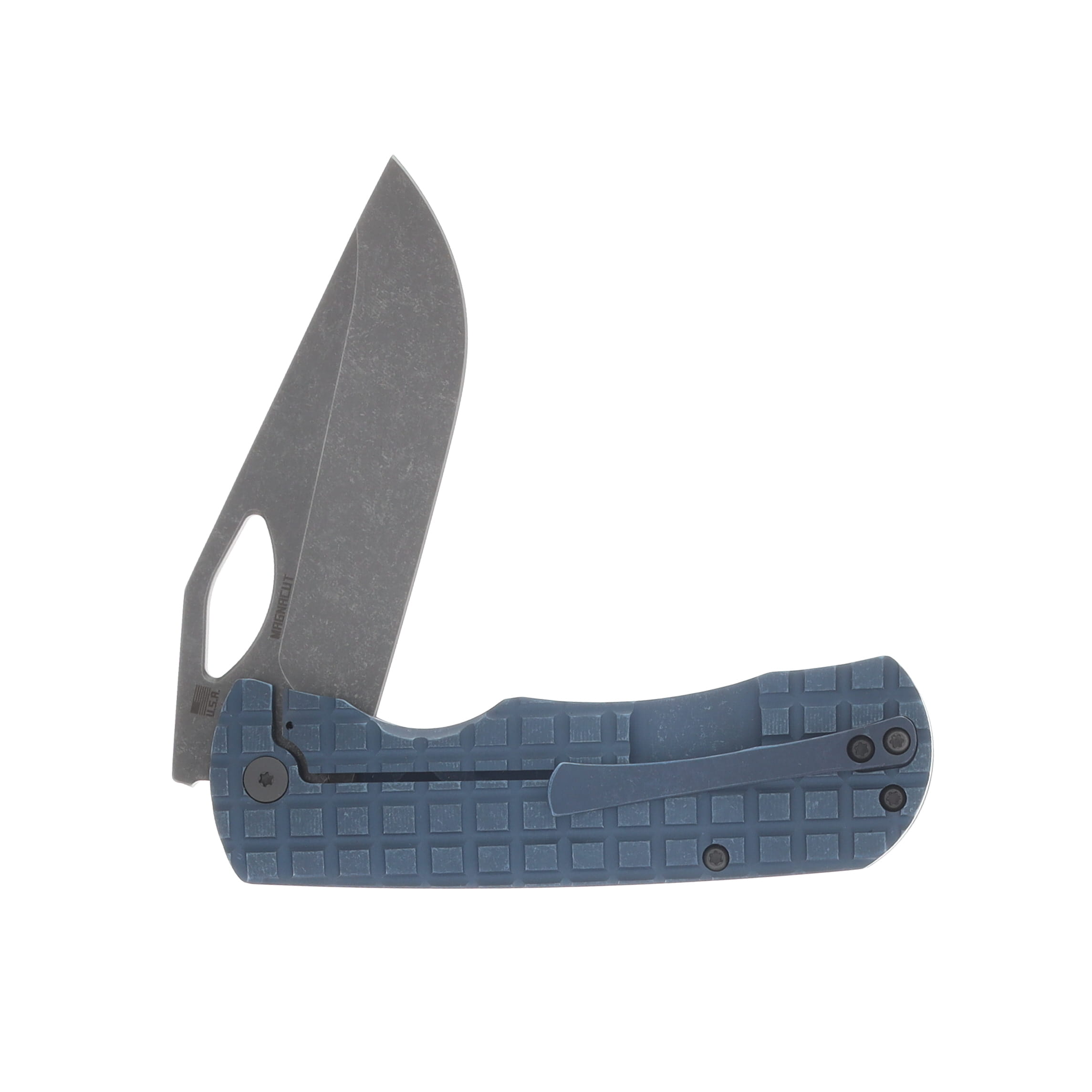 McNees Dixon Folding Knife Stonewash MagnaCut/Frag Blue Titanium with Stonewash Hardware MCDIXFGATBLSWHW View 4