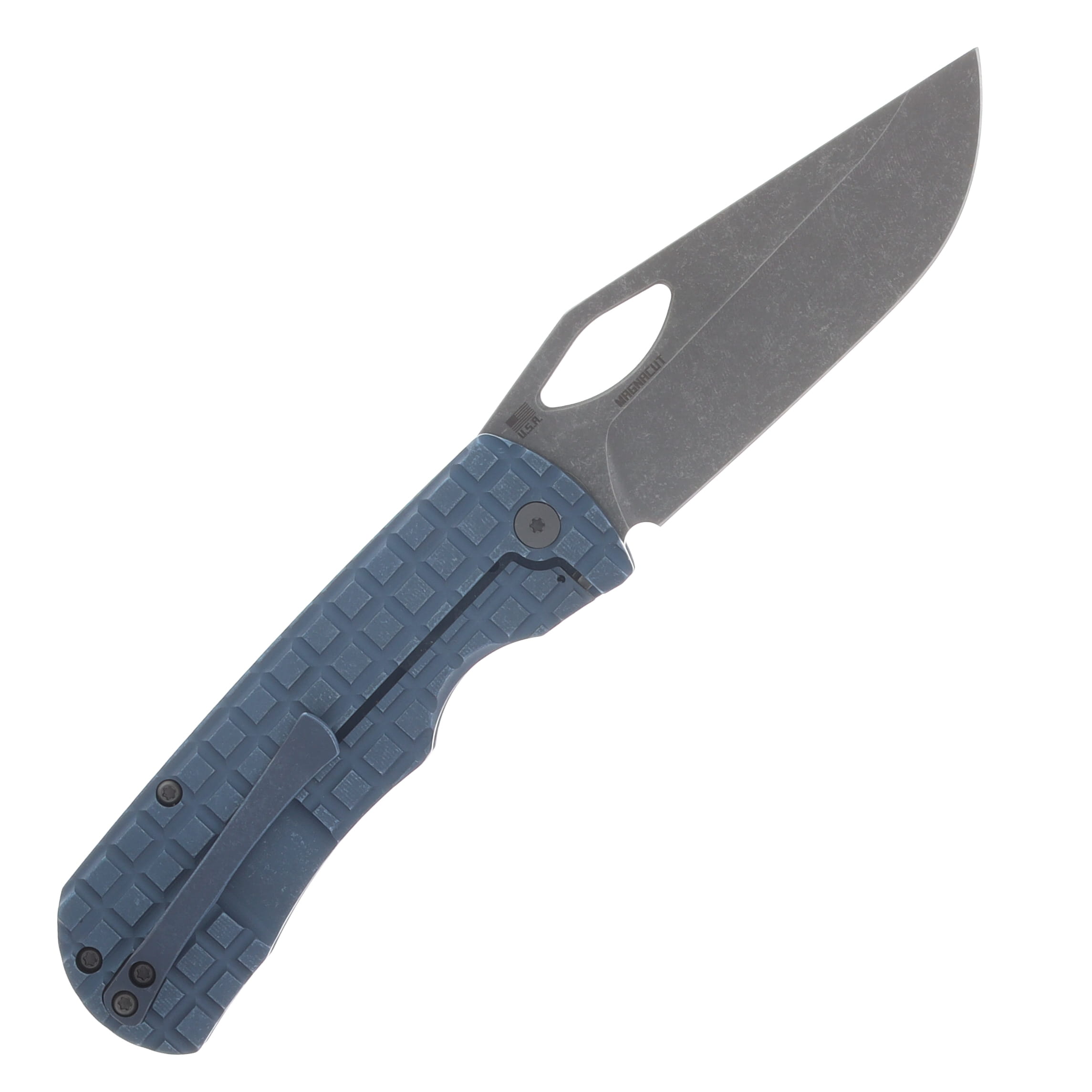 McNees Dixon Folding Knife Stonewash MagnaCut/Frag Blue Titanium with Stonewash Hardware MCDIXFGATBLSWHW View 2