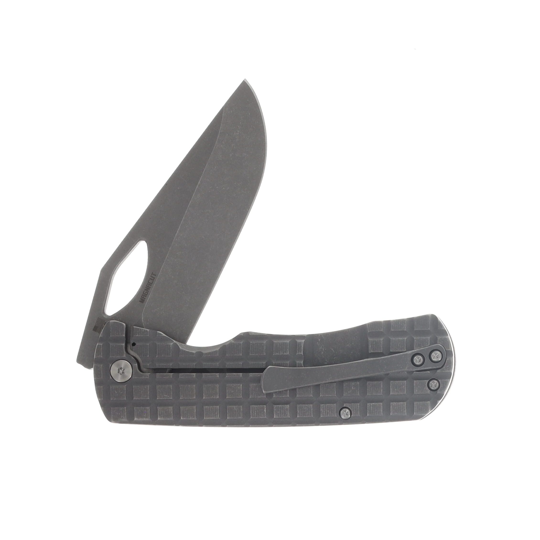 McNees Dixon Folding Knife Stonewash MagnaCut/Frag Atomic Stonewash Titanium with Satin Hardware MCDIXFGATSWSATHW View 4